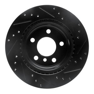 BMW 228i xDrive Brake Rotor (1) - Rear Left - R1 Concepts - Drilled & Slotted - Black - `06-`21